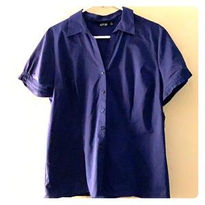 Short sleeve button-up with buckles on sleeves